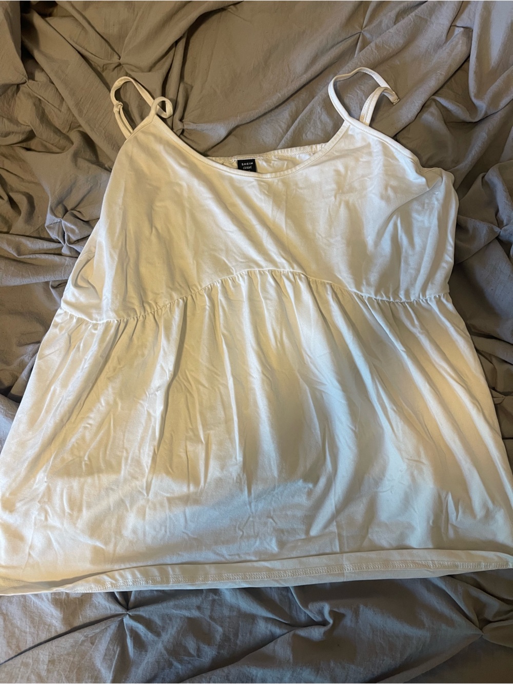 White Smocked Waist Spaghetti Strap Tank